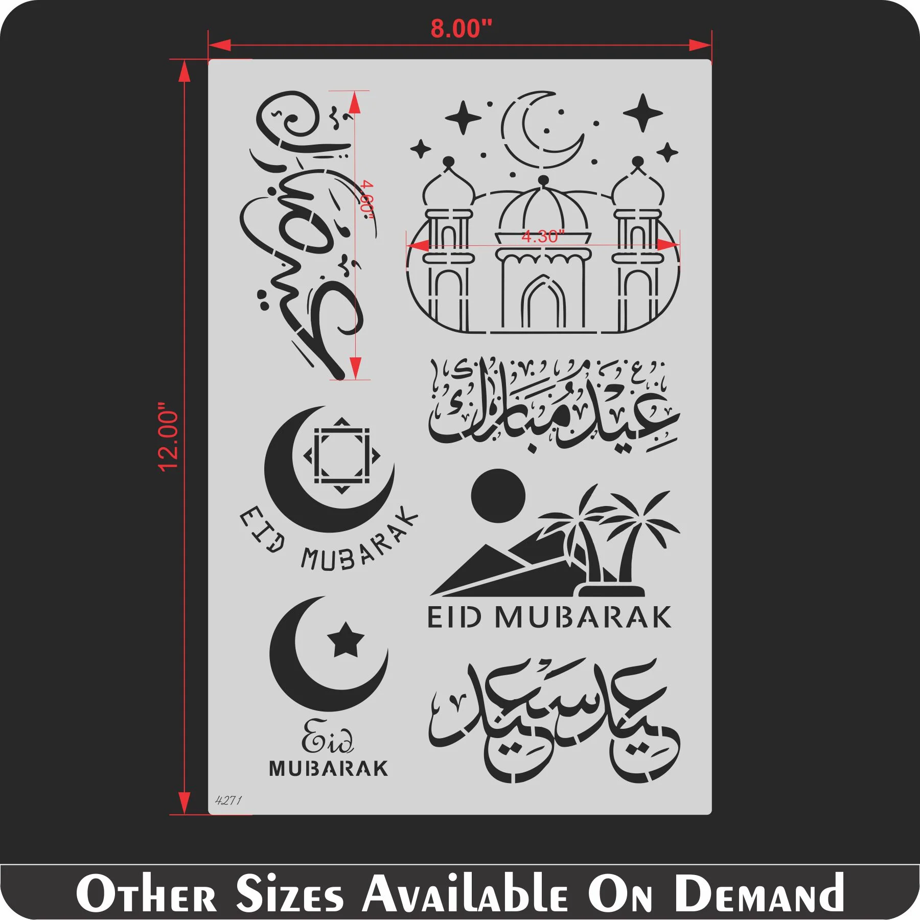 Eid Mubarak Reusable Stencil For Canvas And Wall Painting.ID#4271 - Image 5
