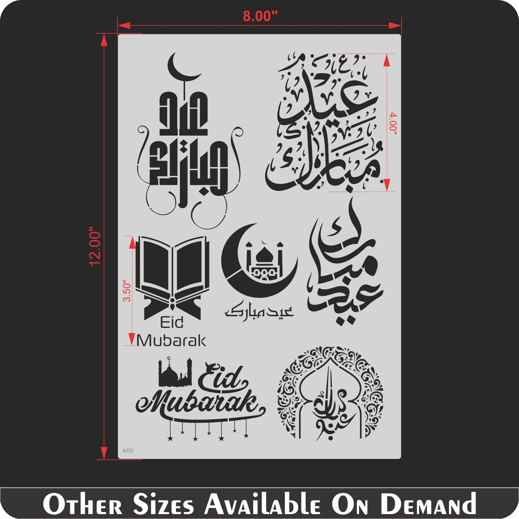 Eid Mubarak Reusable Stencil For Canvas And Wall Painting.ID#4272 - Image 5