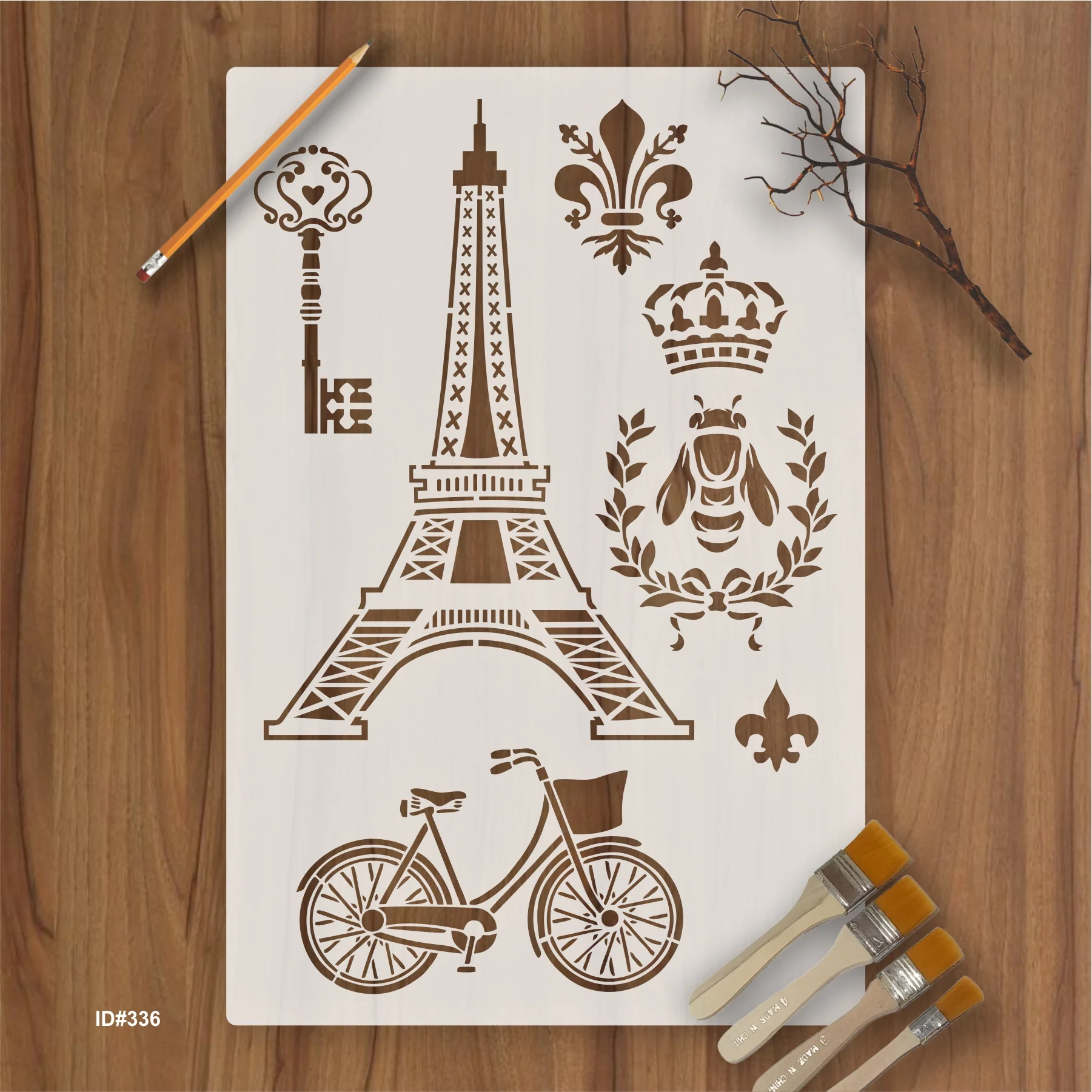 Eifel Tower Stencil Painting Scrapbook Coloring Embossing Album Decorative Card Template. ID #336
