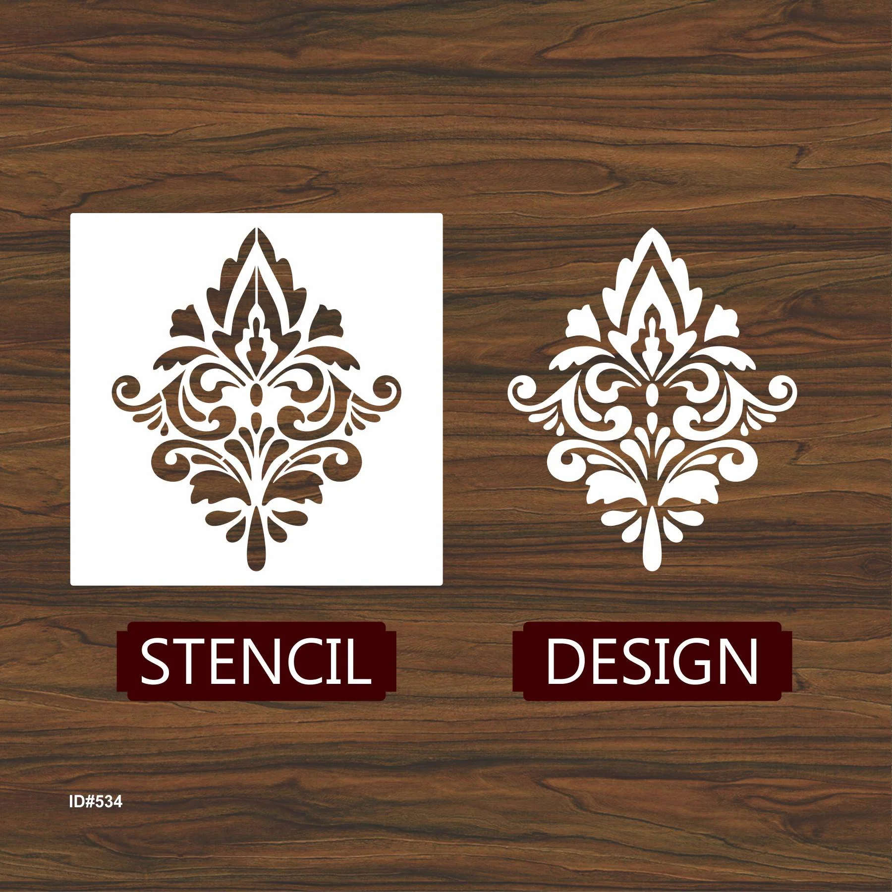 Elegant Damask Stencil Used for Painting on Wood, Canvas, Paper, Fabric, Floor, Wall. ID #534 - Image 4