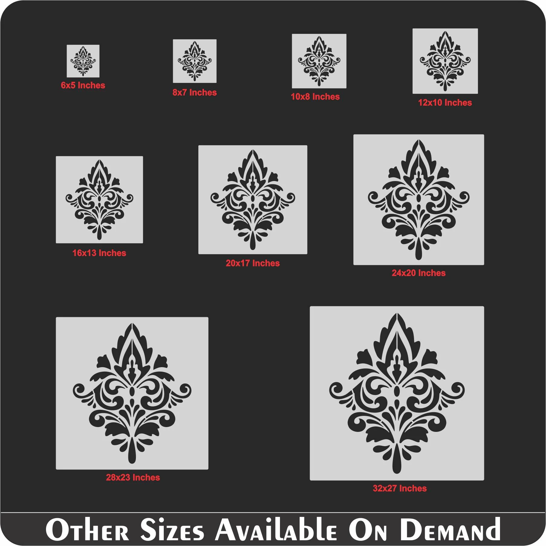 Elegant Damask Stencil Used for Painting on Wood, Canvas, Paper, Fabric, Floor, Wall. ID #534 - Image 8