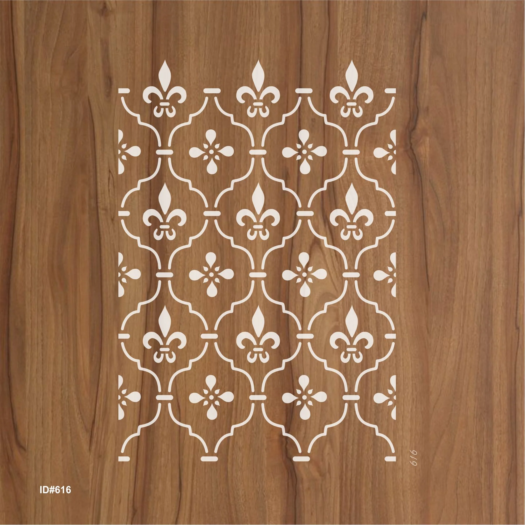 Elegant Fleur-de-Lis Trellis Pattern Stencil for Wall, Wood & Fabric Décor – ID# 616 - Image 3