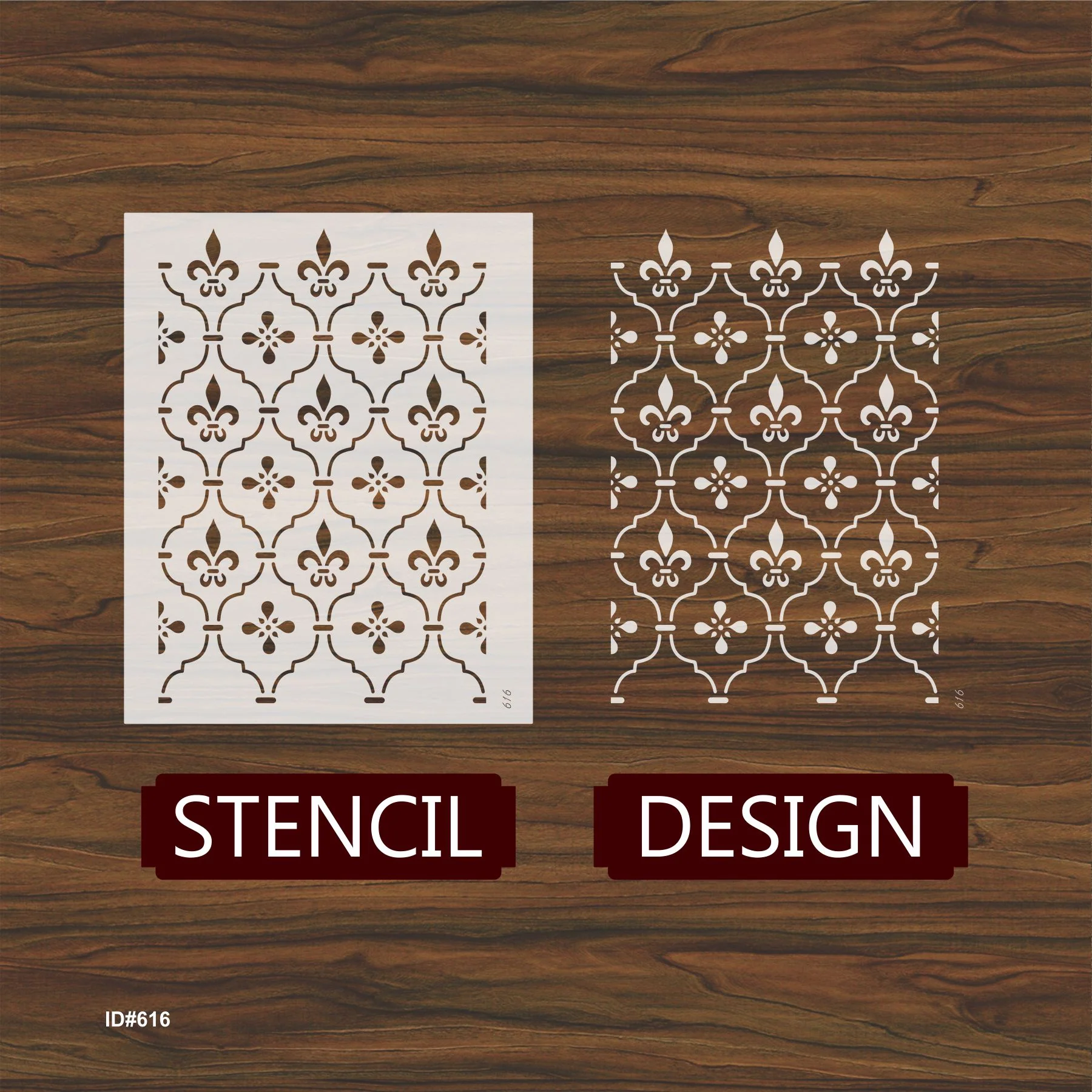 Elegant Fleur-de-Lis Trellis Pattern Stencil for Wall, Wood & Fabric Décor – ID# 616 - Image 4