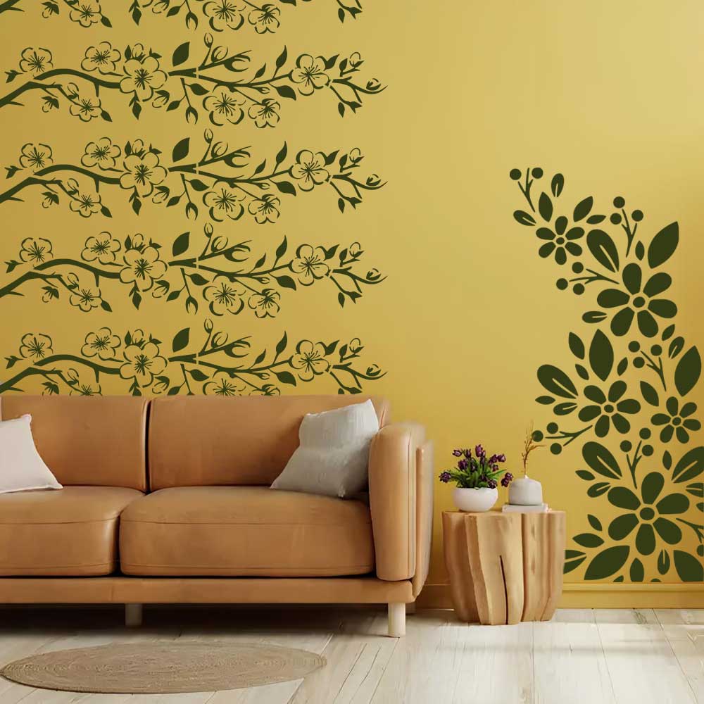 Elegant Floral Vines Stencil Pack for Wall, Furniture & Fabric Painting – Reusable Flower Border Design – Pack of 4 – ID# 802 - Image 7