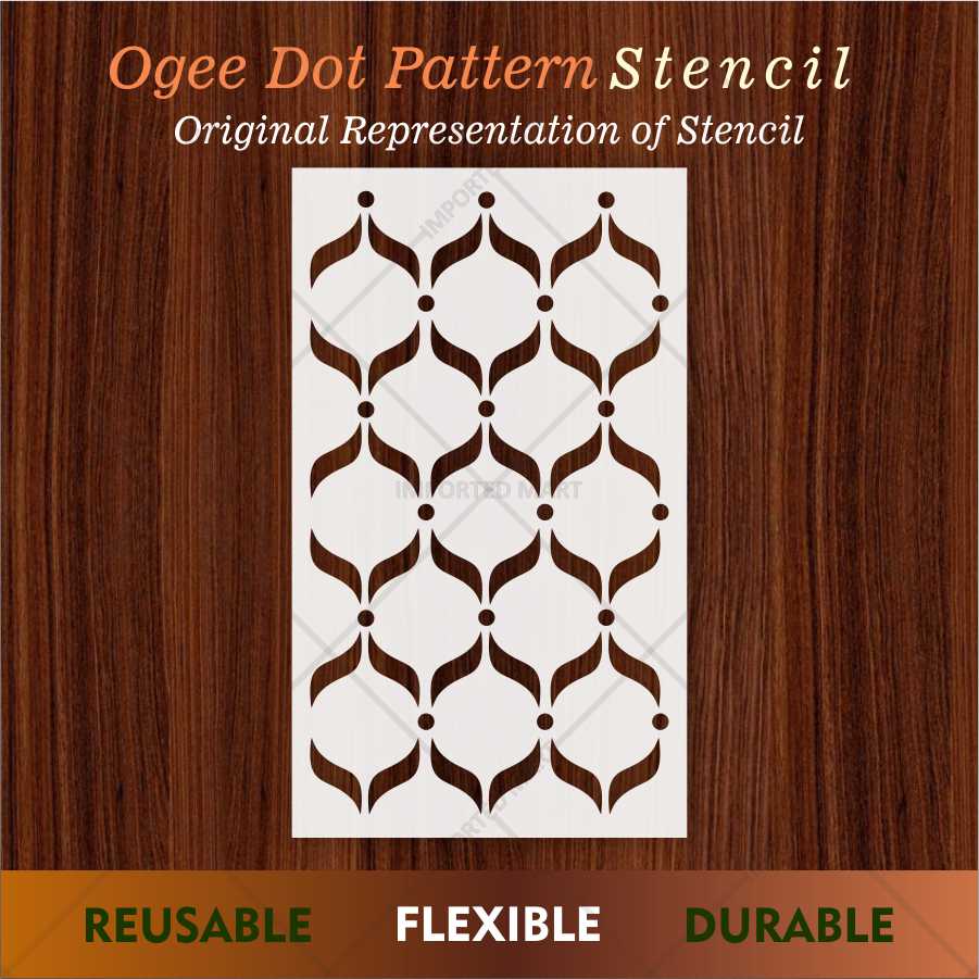 Elegant Leaf Curve Pattern Stencil for Wall, Furniture & Fabric Art – Modern Repeating Design – ID# 689
