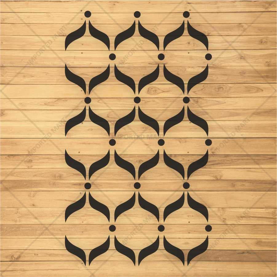 Elegant Leaf Curve Pattern Stencil for Wall, Furniture & Fabric Art – Modern Repeating Design – ID# 689 - Image 2