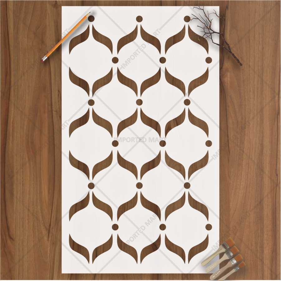 Elegant Leaf Curve Pattern Stencil for Wall, Furniture & Fabric Art – Modern Repeating Design – ID# 689 - Image 3
