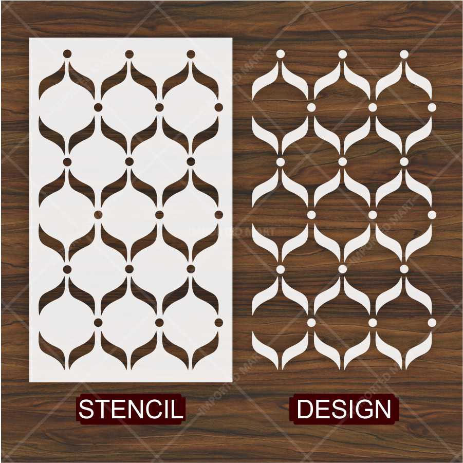 Elegant Leaf Curve Pattern Stencil for Wall, Furniture & Fabric Art – Modern Repeating Design – ID# 689 - Image 4