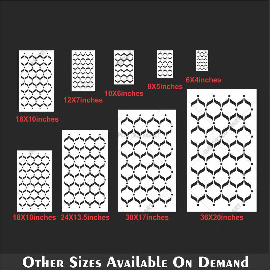 Elegant Leaf Curve Pattern Stencil for Wall, Furniture & Fabric Art – Modern Repeating Design – ID# 689 - Image 5