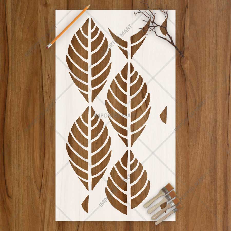 Elegant Palm Leaf Pattern Stencil for Wall, Furniture & Fabric Art – Tropical Botanical Design – ID# 794