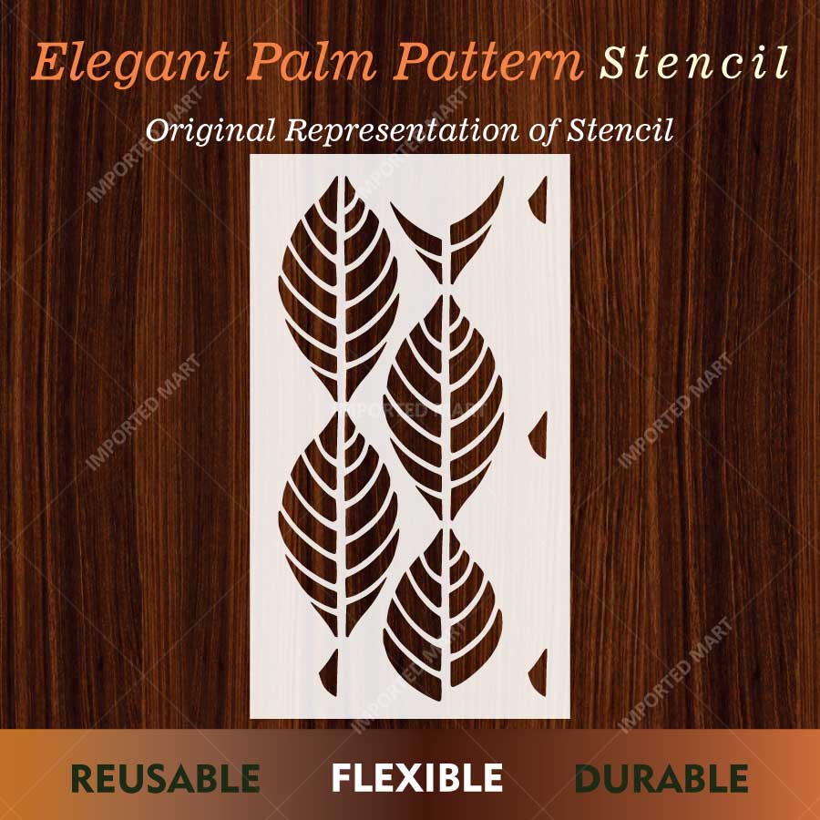 Elegant Palm Leaf Pattern Stencil for Wall, Furniture & Fabric Art – Tropical Botanical Design – ID# 794 - Image 2