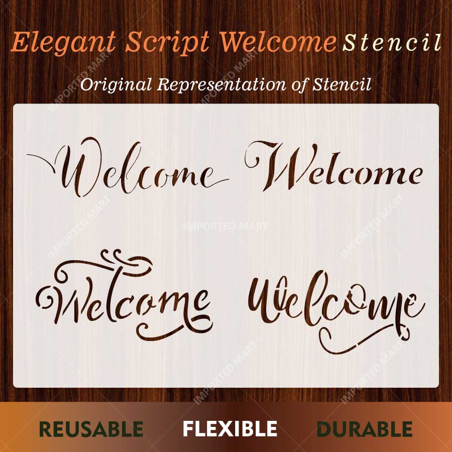Elegant Script Welcome Word Bundle Stencil for Wall, Door, Wood & Entry Decor – Reusable Calligraphy Design – ID# 781 - Image 2
