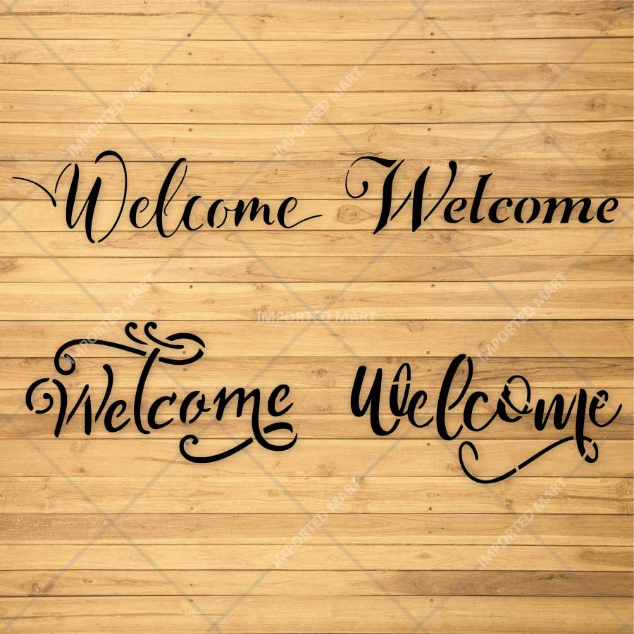 Elegant Script Welcome Word Bundle Stencil for Wall, Door, Wood & Entry Decor – Reusable Calligraphy Design – ID# 781 - Image 3