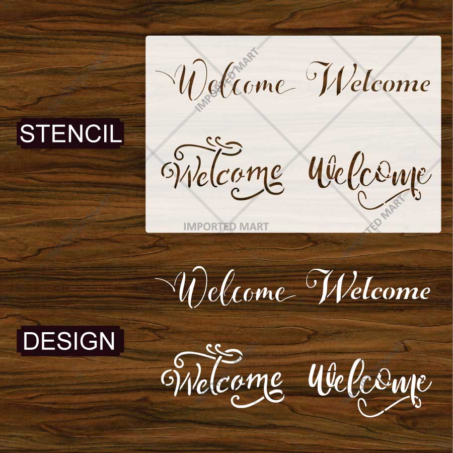 Elegant Script Welcome Word Bundle Stencil for Wall, Door, Wood & Entry Decor – Reusable Calligraphy Design – ID# 781 - Image 4