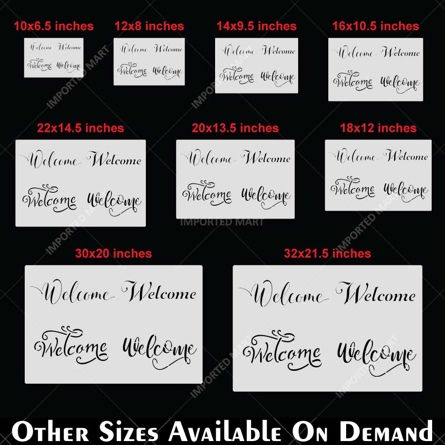 Elegant Script Welcome Word Bundle Stencil for Wall, Door, Wood & Entry Decor – Reusable Calligraphy Design – ID# 781 - Image 5