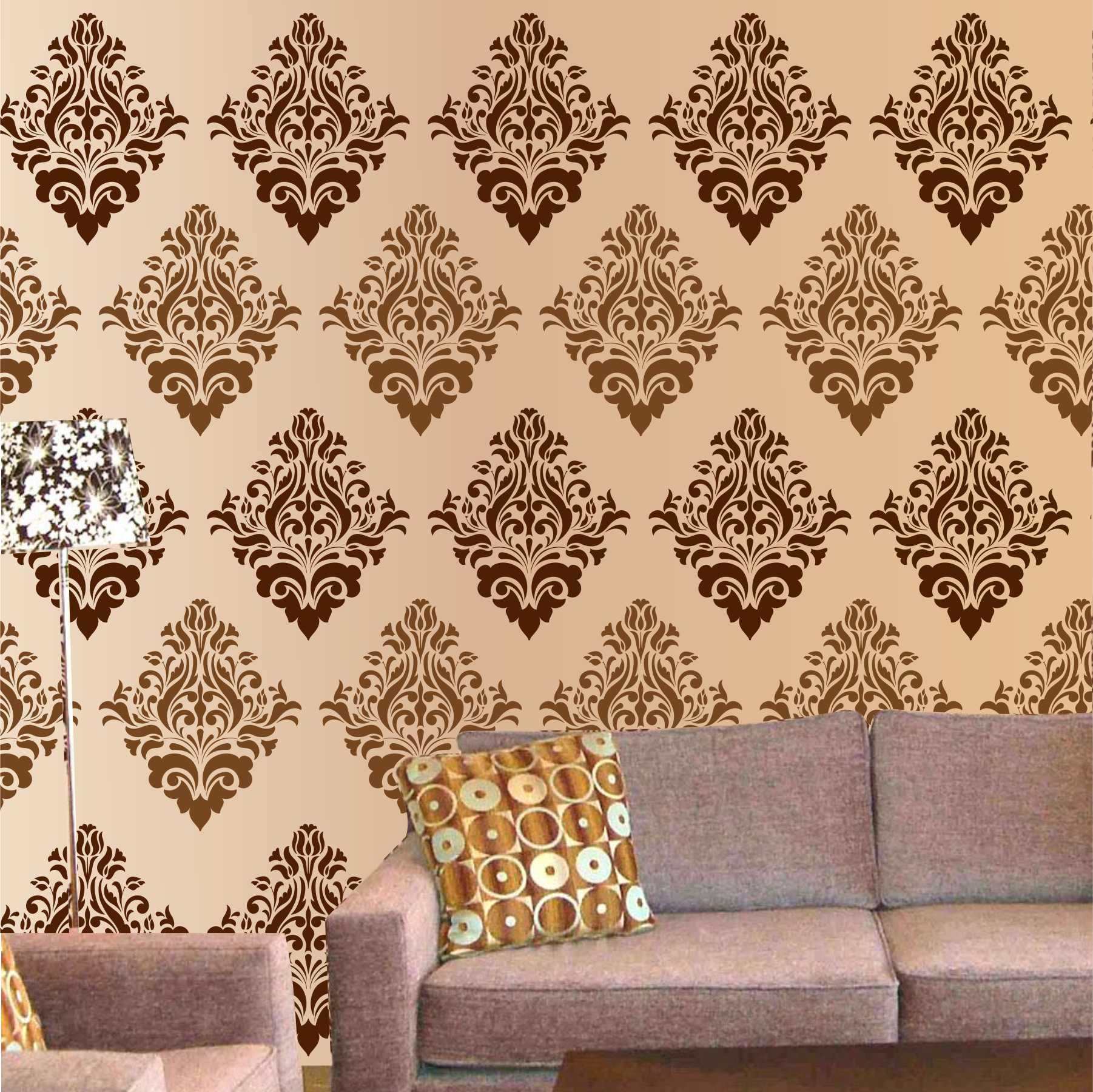 Element Damask Pattern Reusable Stencil For Canvas And Wall Painting.ID#233 - Image 3