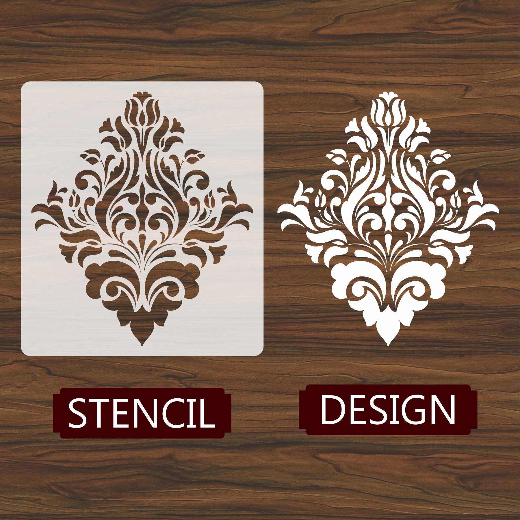 Element Damask Pattern Reusable Stencil For Canvas And Wall Painting.ID#233 - Image 4
