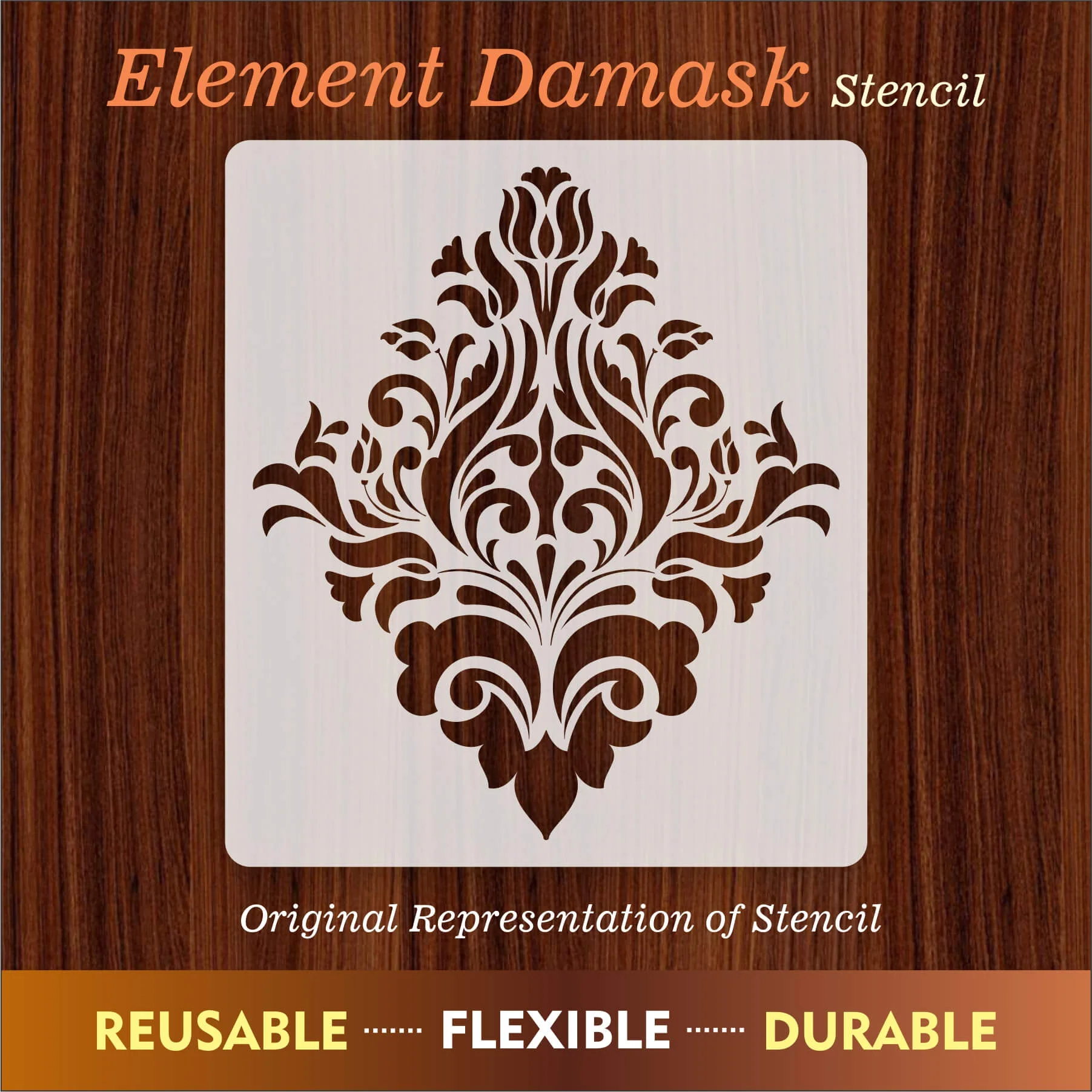 Element Damask Pattern Reusable Stencil For Canvas And Wall Painting.ID#233 - Image 7