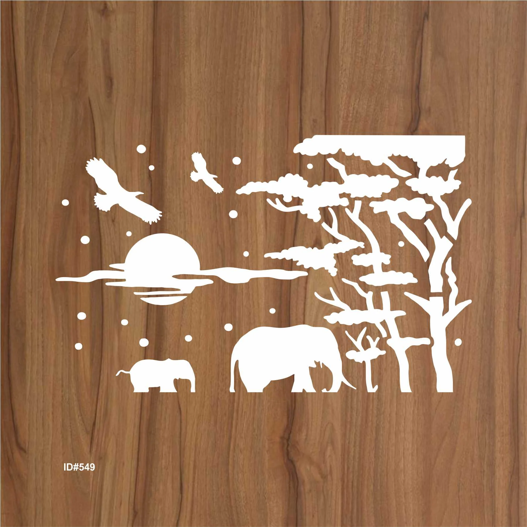 Elephant and Tree Reusable Stencil For Canvas And Wall Painting. ID #349 - Image 2
