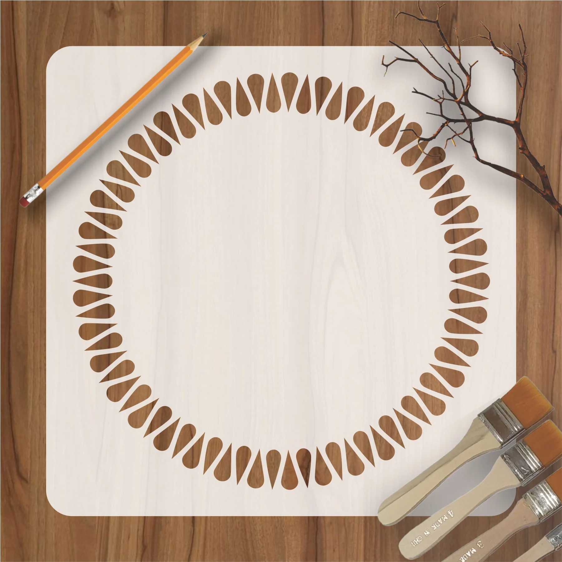 Ellipse Mandala Border Reusable Stencil For Canvas And Wall Painting.ID#249