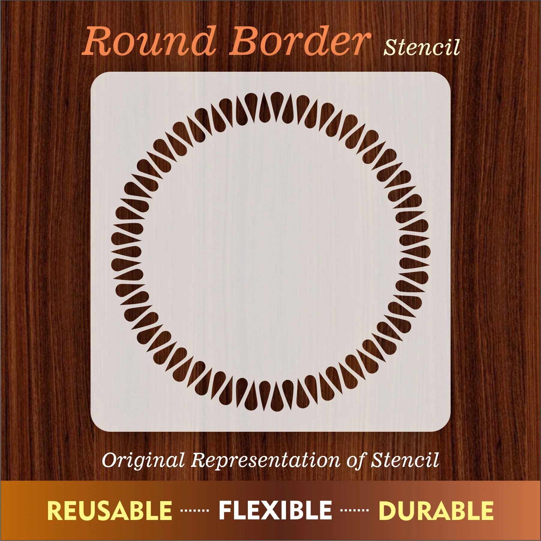 Ellipse Mandala Border Reusable Stencil For Canvas And Wall Painting.ID#249 - Image 7