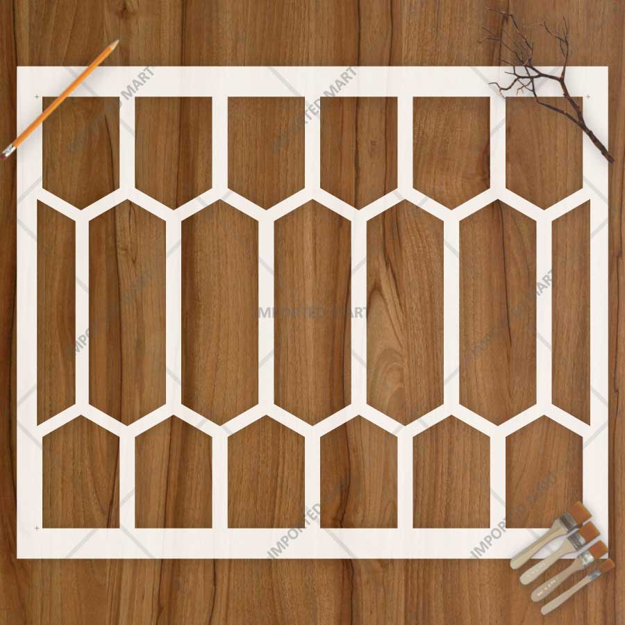 Elongated Hexagon Pattern Stencil for Wall, Floor & Furniture – Modern Geometric Honeycomb Design – ID# 768 - Image 2