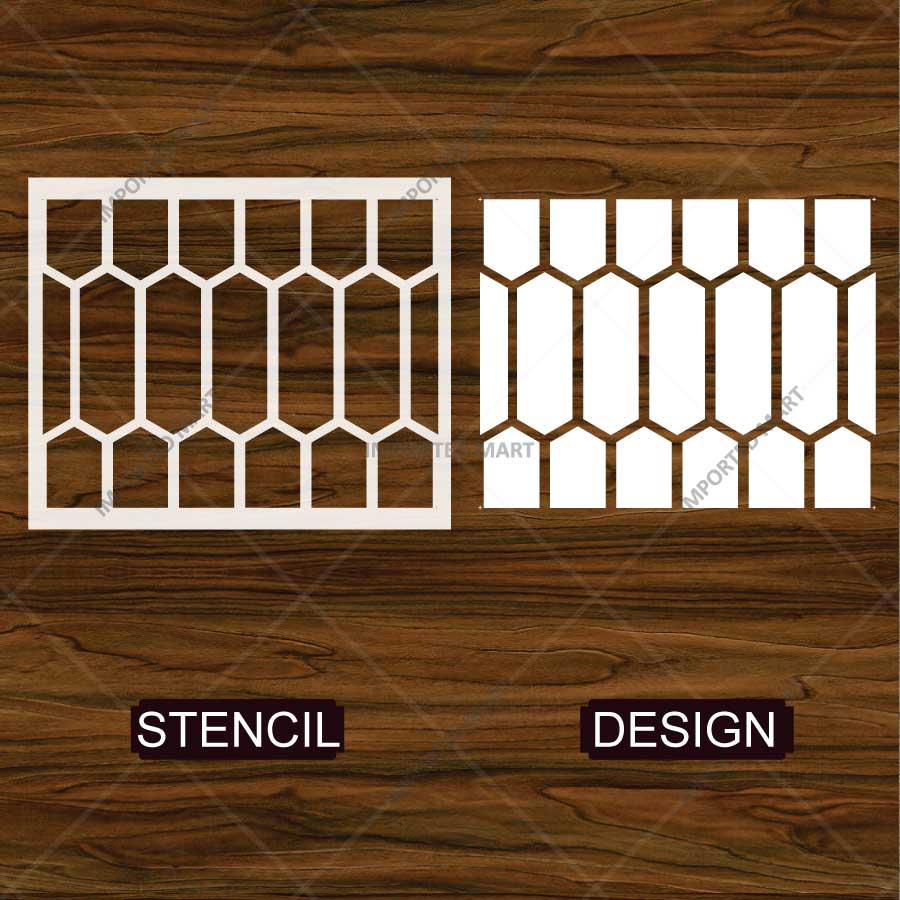 Elongated Hexagon Pattern Stencil for Wall, Floor & Furniture – Modern Geometric Honeycomb Design – ID# 768 - Image 4