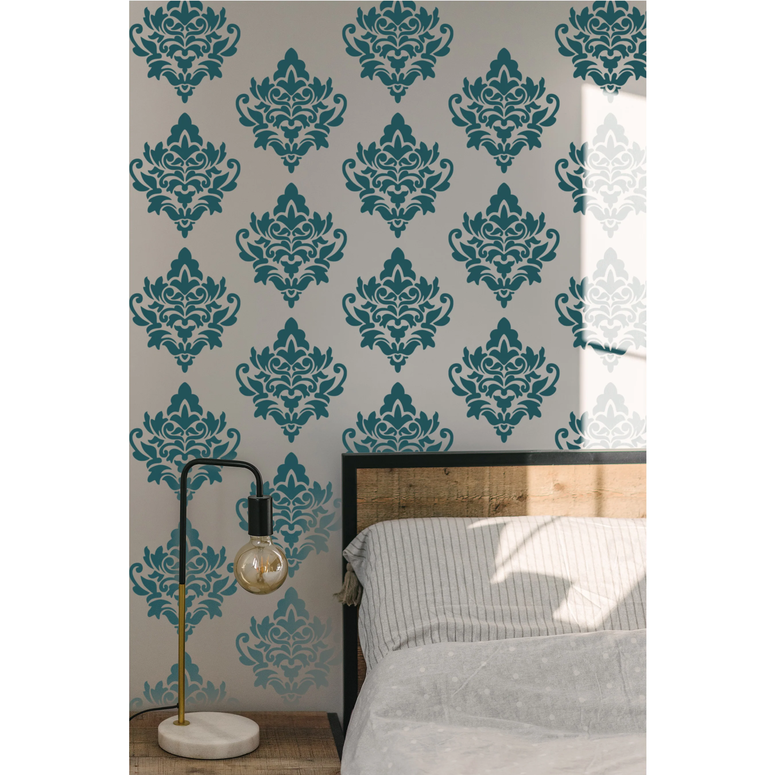Embellishment Damask Stencil for Painting on Wood, Canvas, Paper, Fabric, Floor, Wall. ID #532 - Image 3