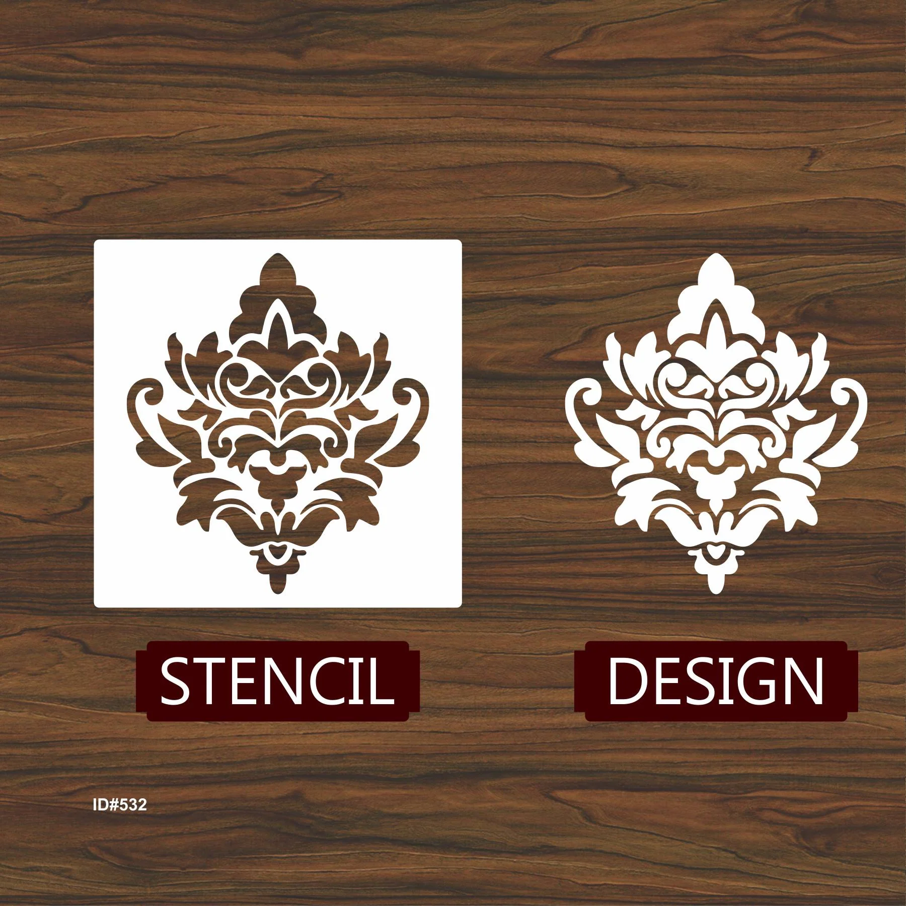 Embellishment Damask Stencil for Painting on Wood, Canvas, Paper, Fabric, Floor, Wall. ID #532 - Image 5