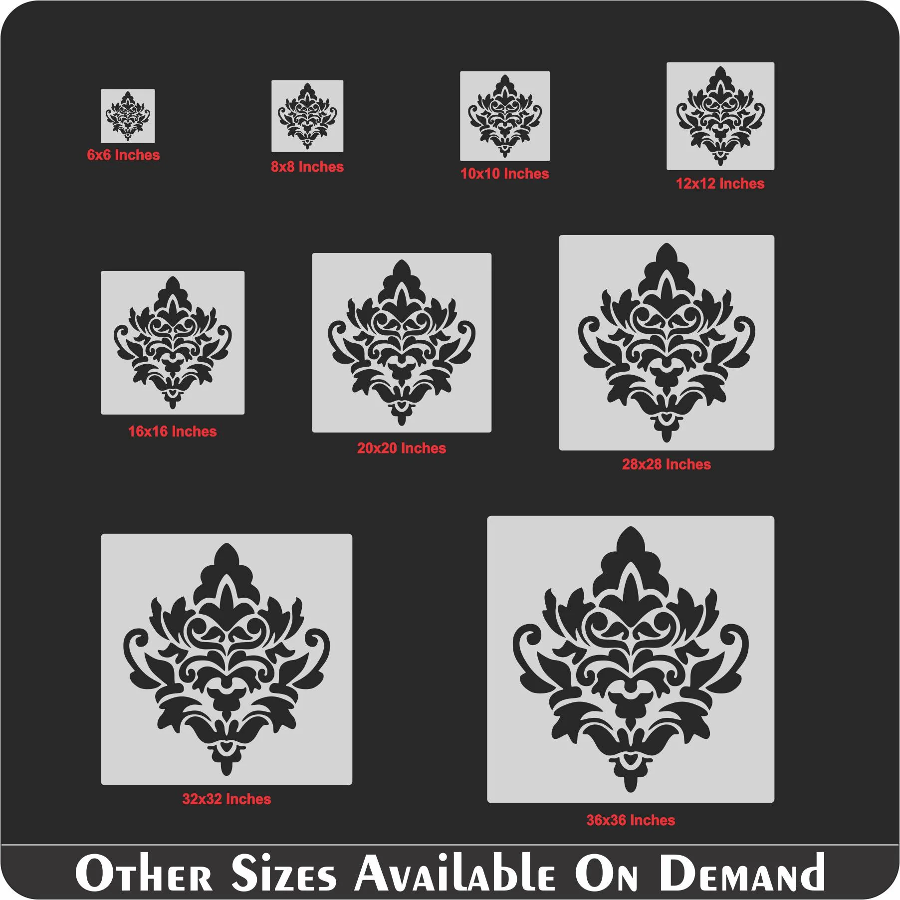 Embellishment Damask Stencil for Painting on Wood, Canvas, Paper, Fabric, Floor, Wall. ID #532 - Image 8