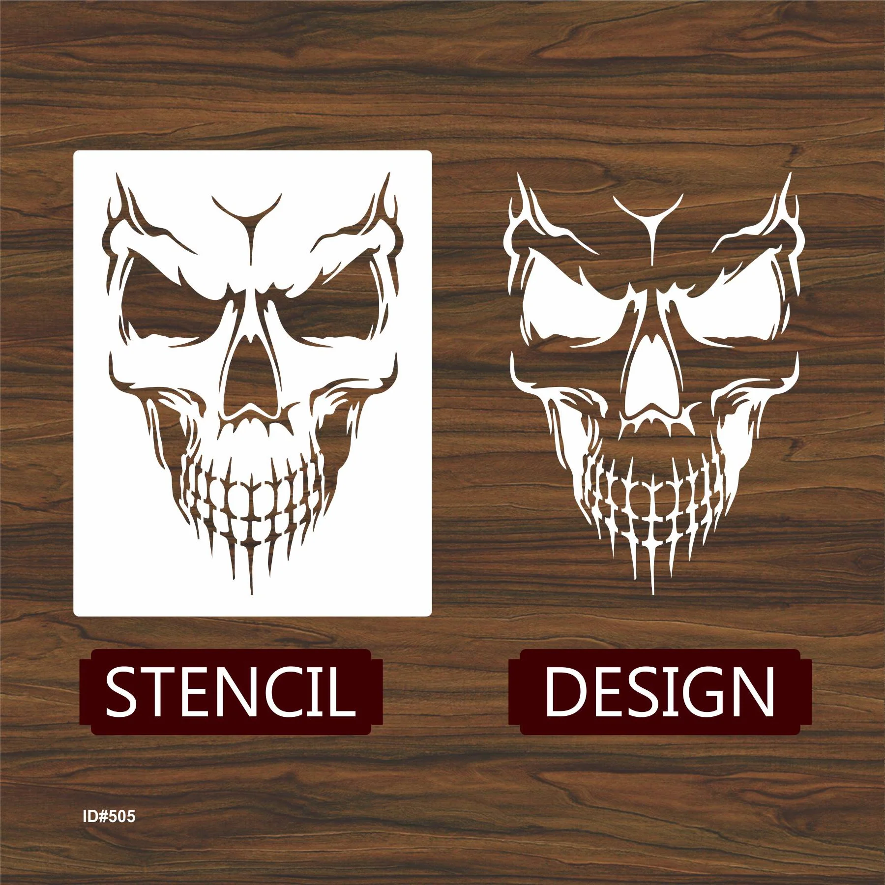 Evil Skull Stencil Scrapbook, Wall Painting, Coloring Embossing Album Decorative Template. ID #505 - Image 3