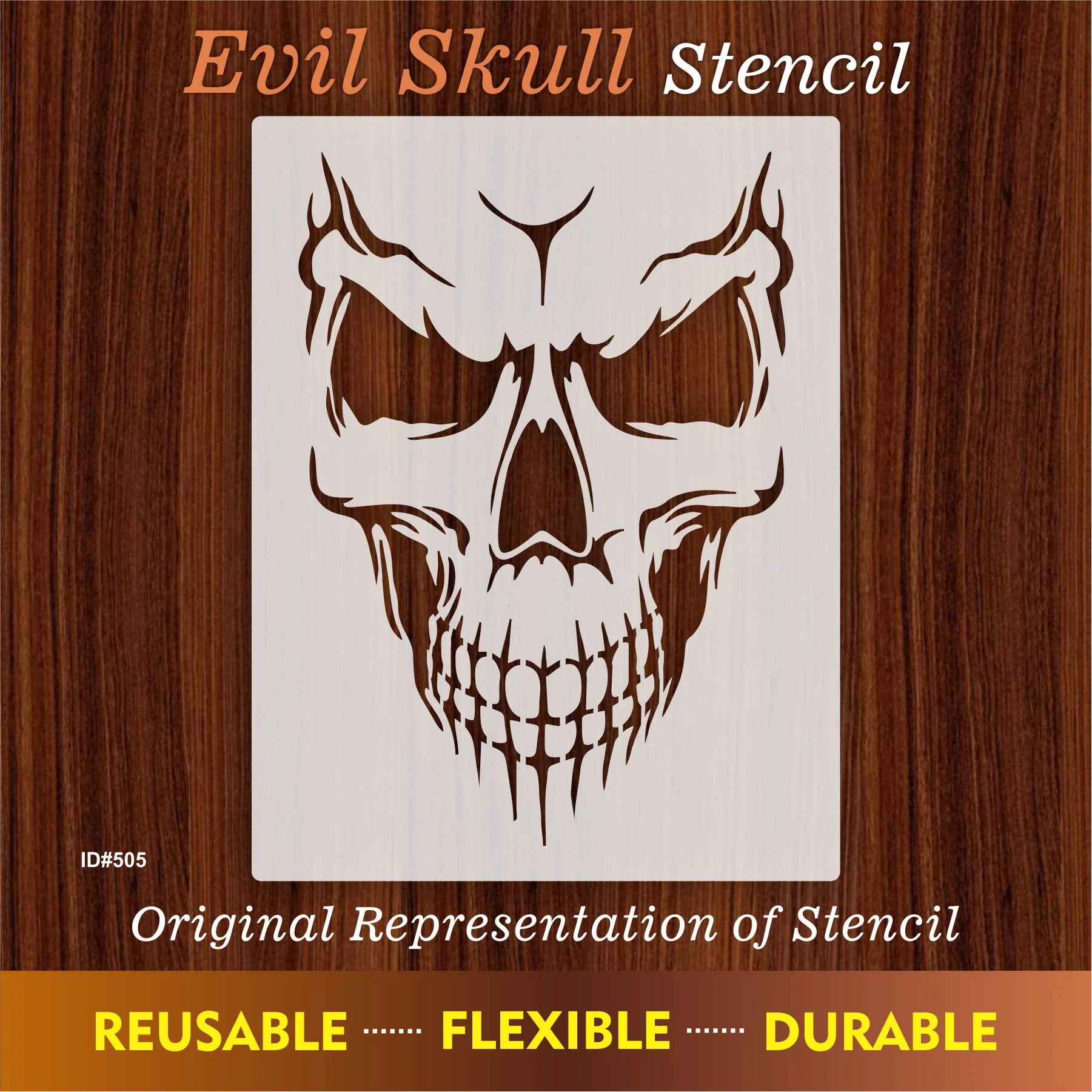 Evil Skull Stencil Scrapbook, Wall Painting, Coloring Embossing Album Decorative Template. ID #505 - Image 6