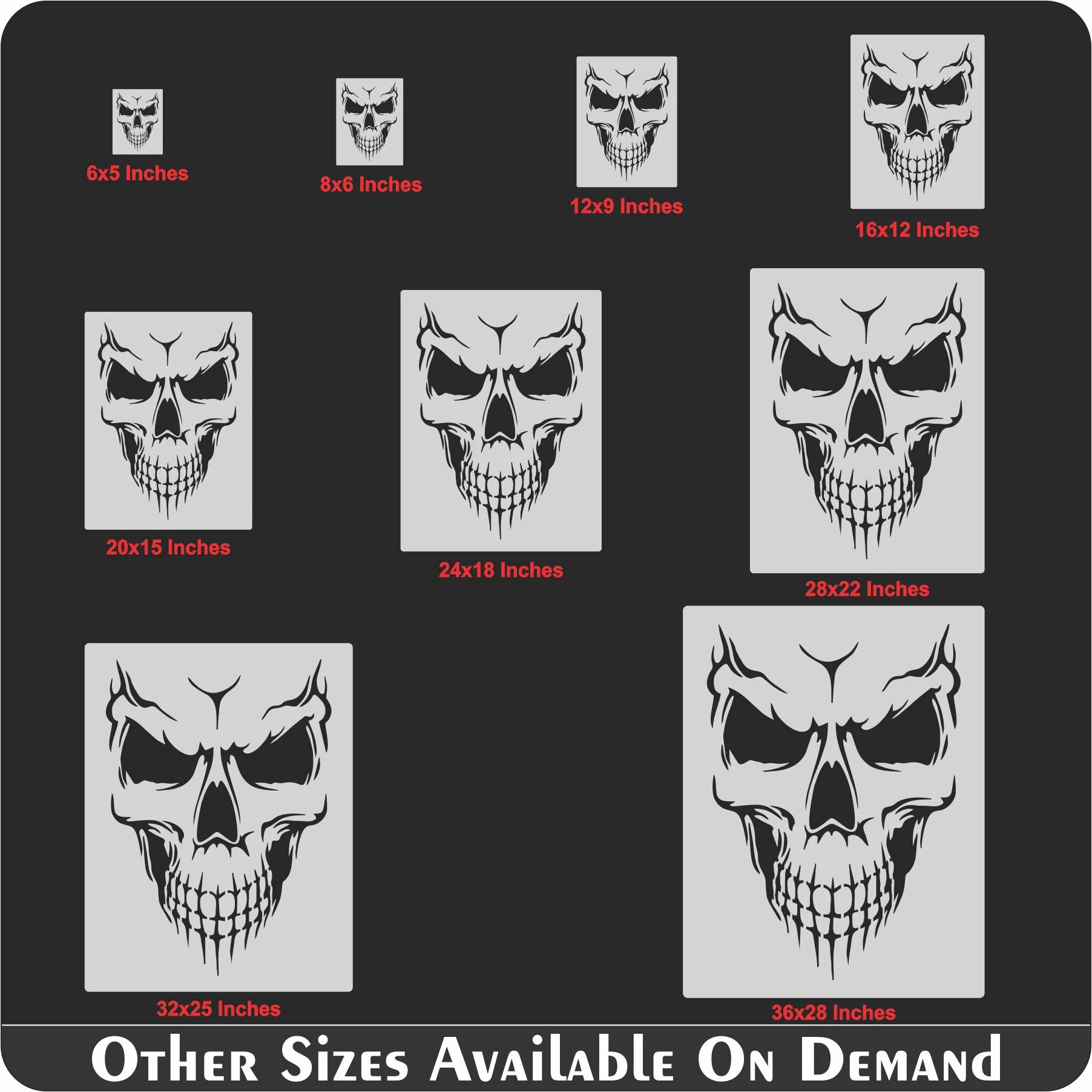 Evil Skull Stencil Scrapbook, Wall Painting, Coloring Embossing Album Decorative Template. ID #505 - Image 7