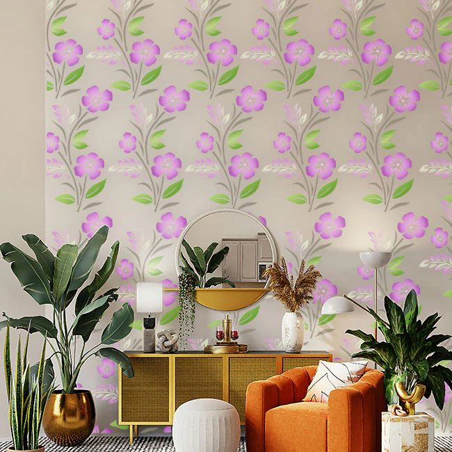 Fabric Flower Reusable Stencil for Canvas and wall painting.ID#98 - Image 5