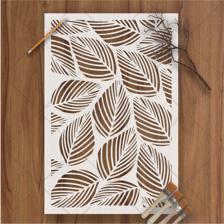 Falling Leaves Stencil for Wall & Furniture Décor – Classic Design for Wood, Fabric, Glass – ID# 638