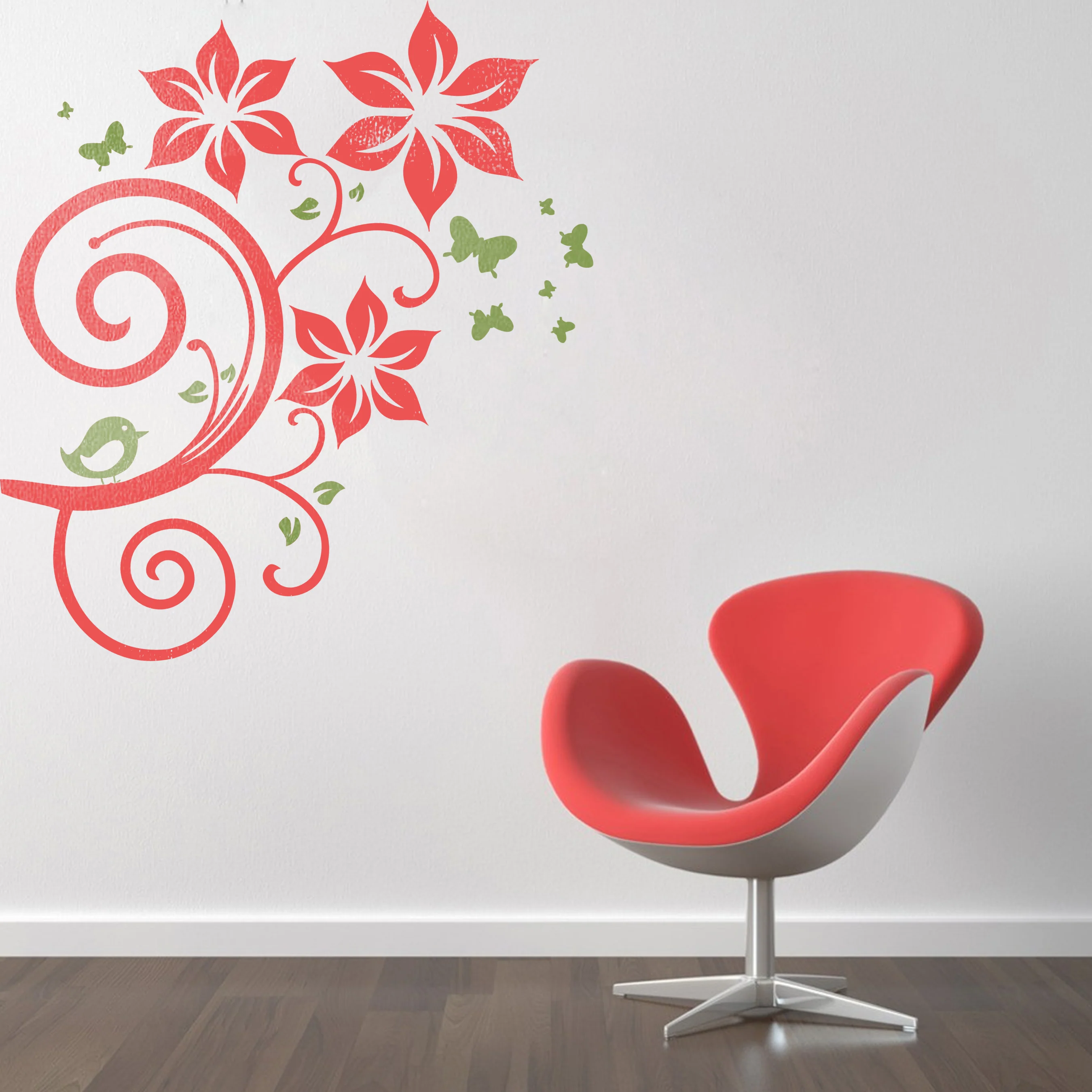 Fashion Vine Flower Butterfly Stencil Used For Wall, Wood and Fabric. ID #509 - Image 3