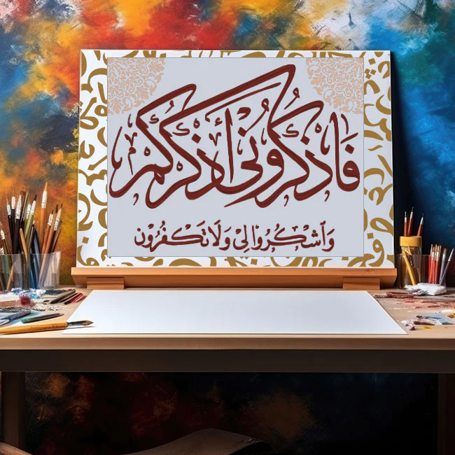 Faz Kuruni Az Kurkum Washkuruli Wala Takfurun" (surah Al-baqarah 2:152)" Calligraphy Islamic Reusable Stencil for Canvas and wall painting.ID#4188 - Image 4