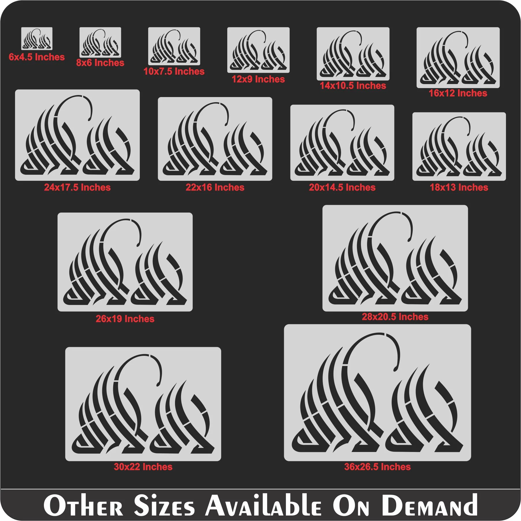 First Kalma(La Ilaha Illallah) Calligraphy Islamic Reusable Stencil for Canvas and wall painting.ID#4146 - Image 7