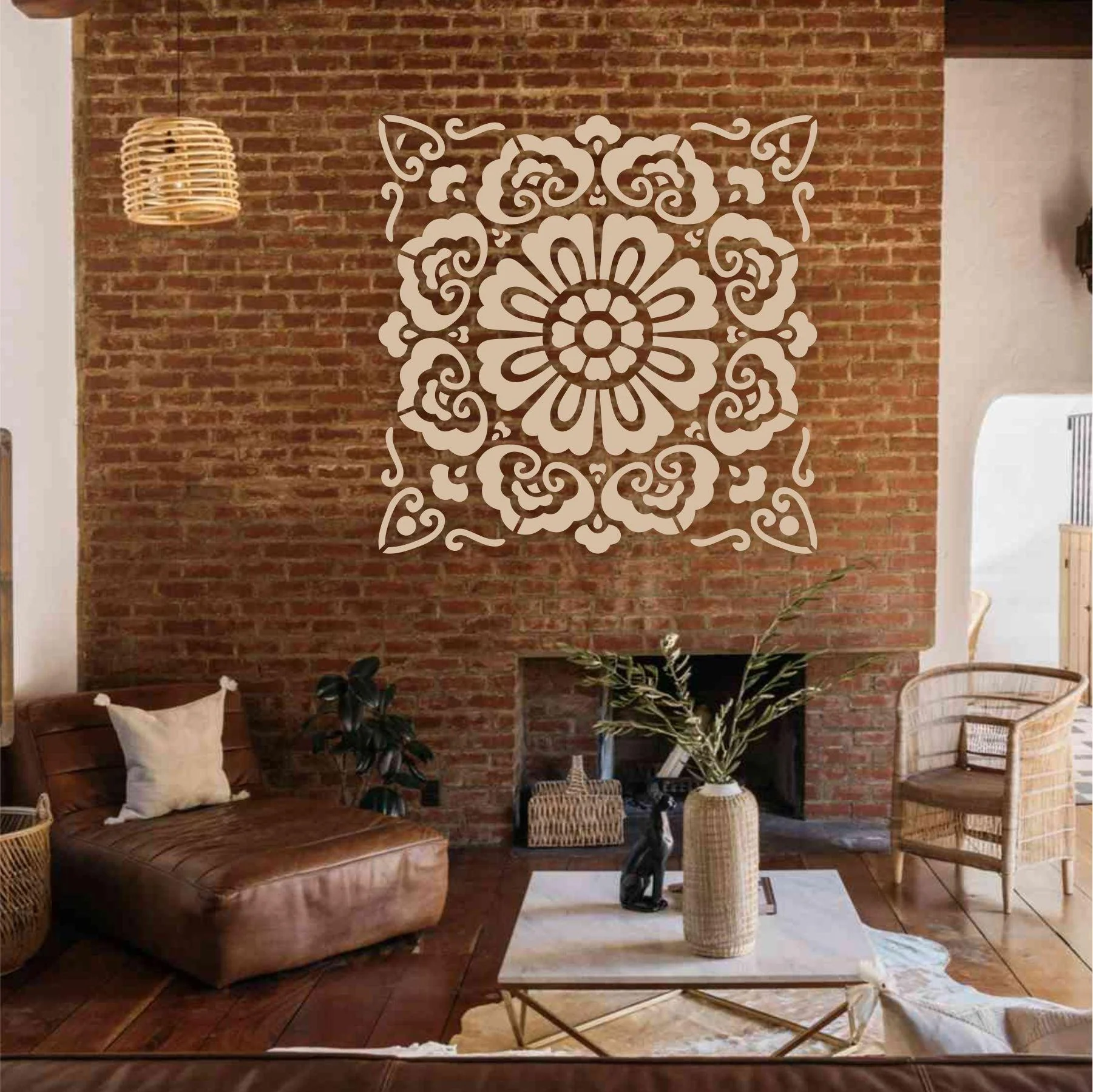 Floor Tile Pattern Reusable Stencil For Canvas And Wall Painting.ID#203 - Image 3