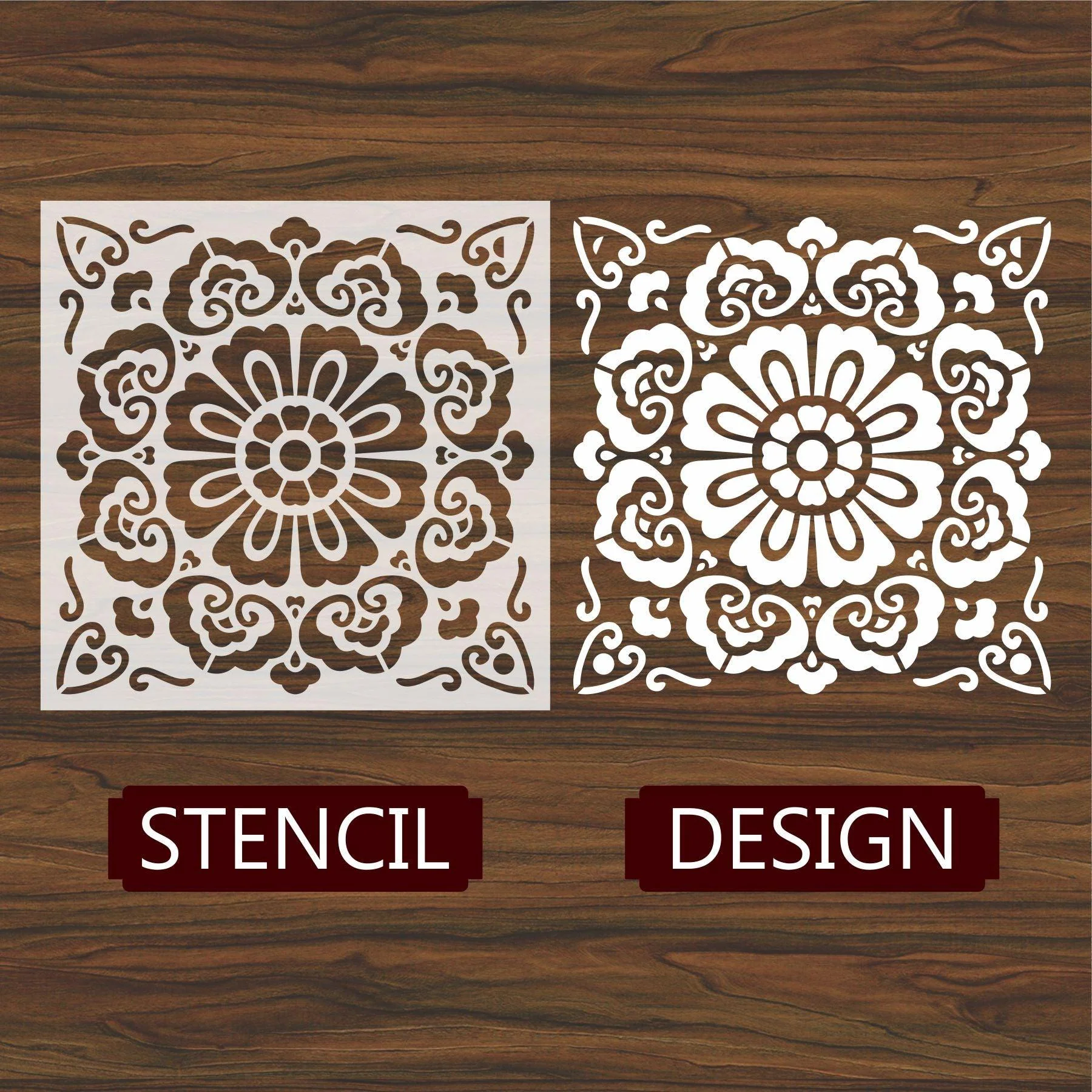 Floor Tile Pattern Reusable Stencil For Canvas And Wall Painting.ID#203 - Image 4