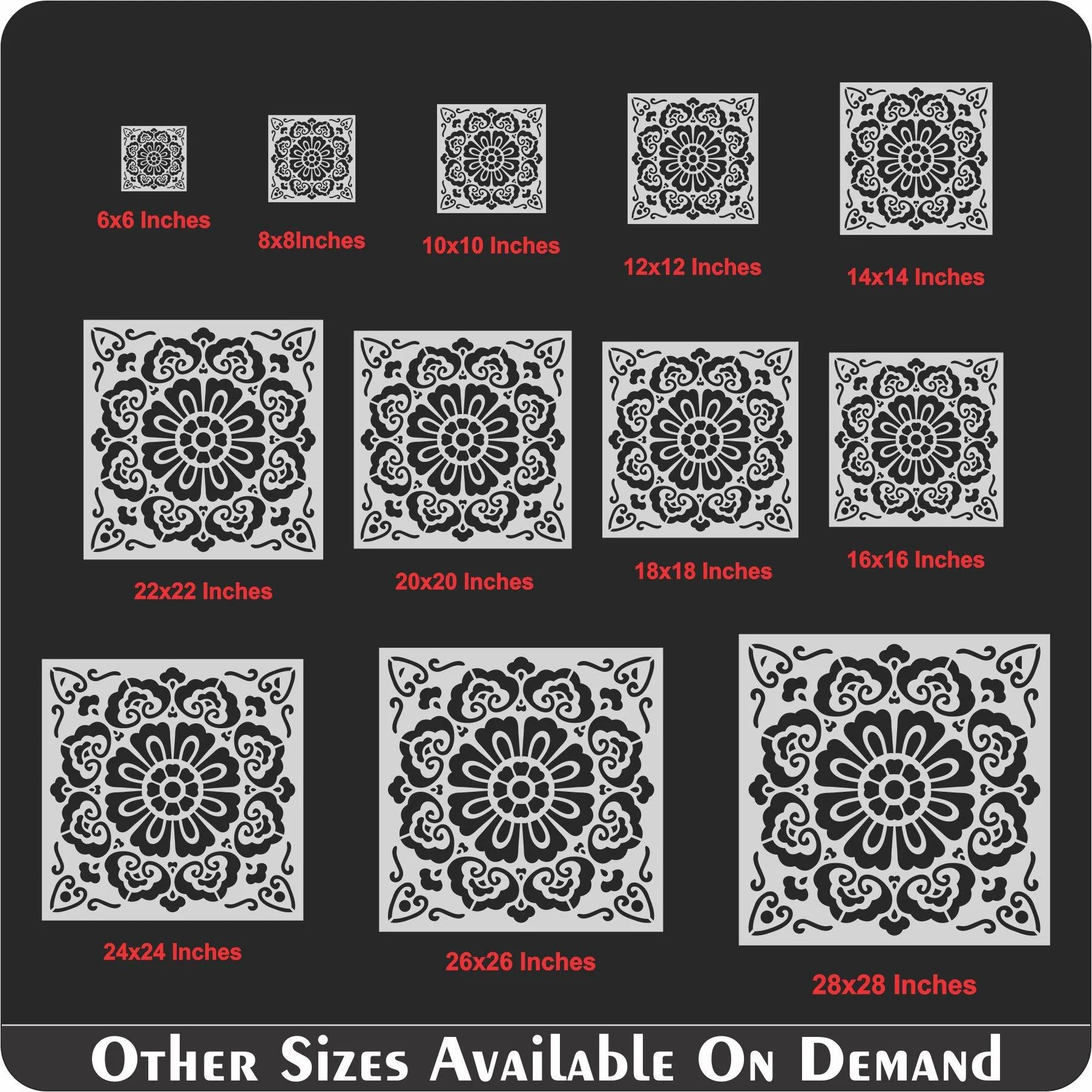 Floor Tile Pattern Reusable Stencil For Canvas And Wall Painting.ID#203 - Image 6