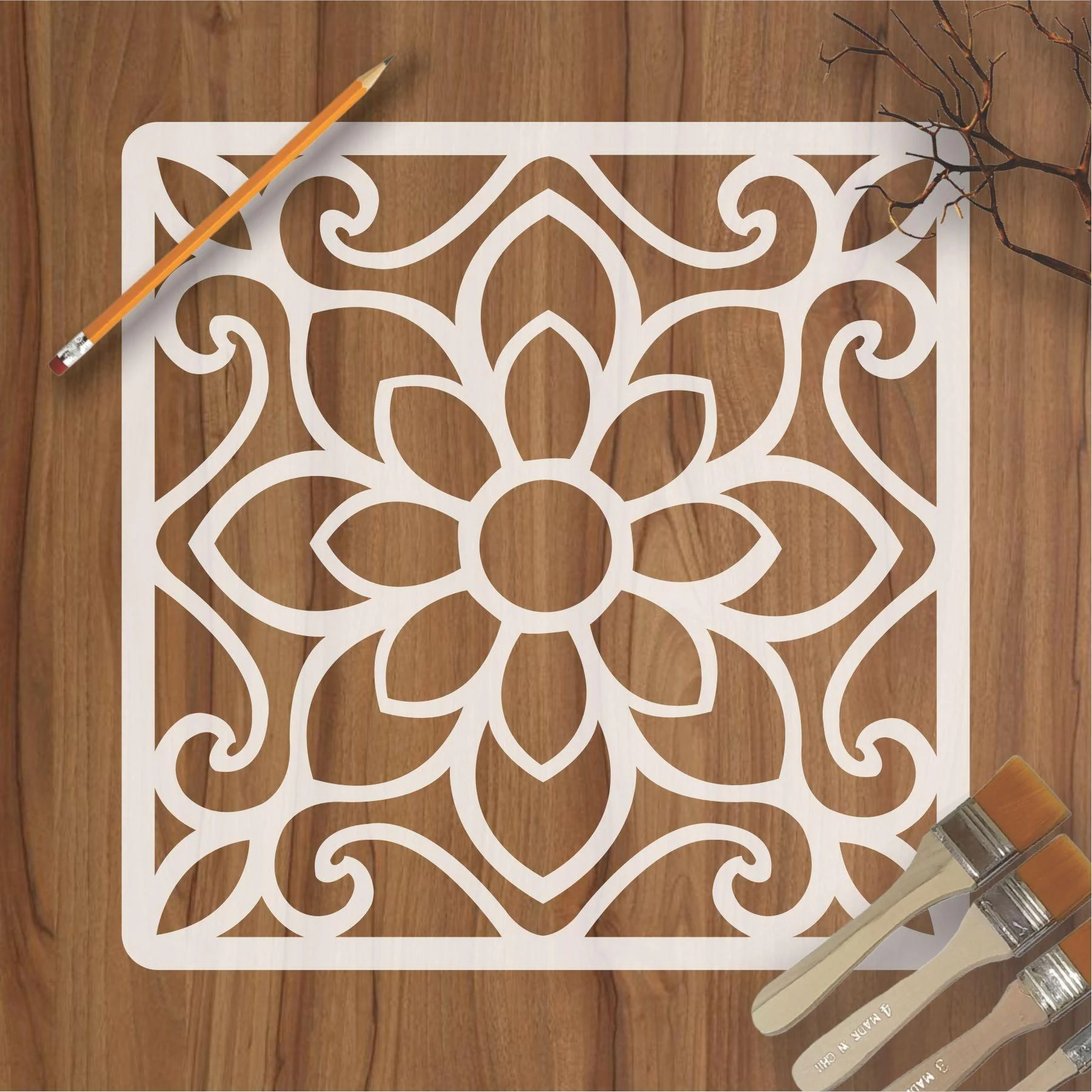 Floor Tile Pattern Reusable Stencil For Canvas And Wall Painting.ID#200