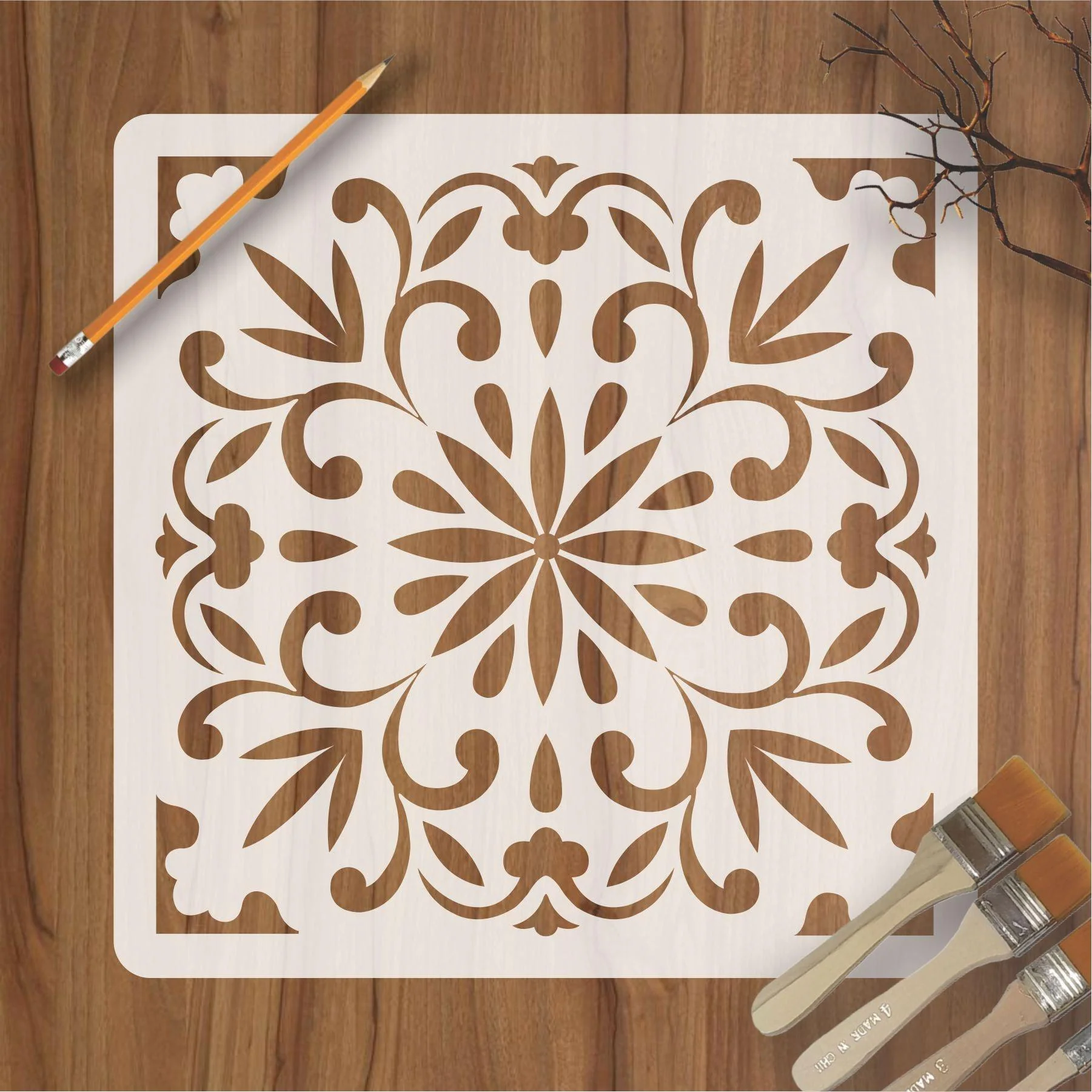Floor Tile Pattern Reusable Stencil For Canvas And Wall Painting.ID#201