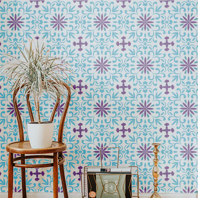 Floor Tile Pattern Reusable Stencil For Canvas And Wall Painting.ID#201 - Image 4