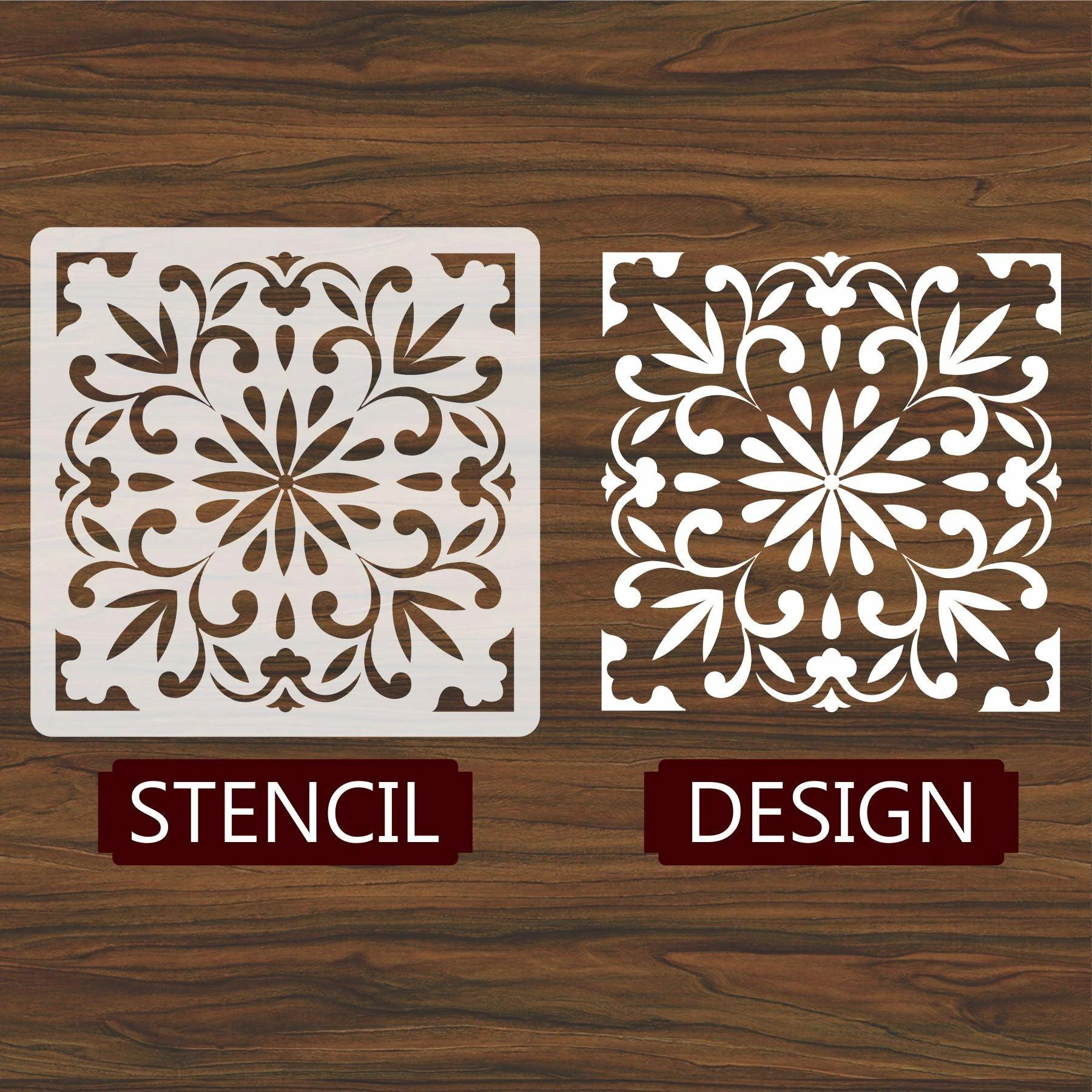 Floor Tile Pattern Reusable Stencil For Canvas And Wall Painting.ID#201 - Image 5