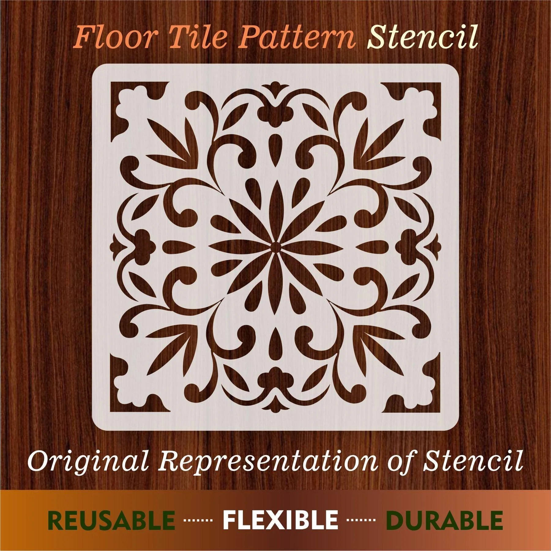 Floor Tile Pattern Reusable Stencil For Canvas And Wall Painting.ID#201 - Image 6