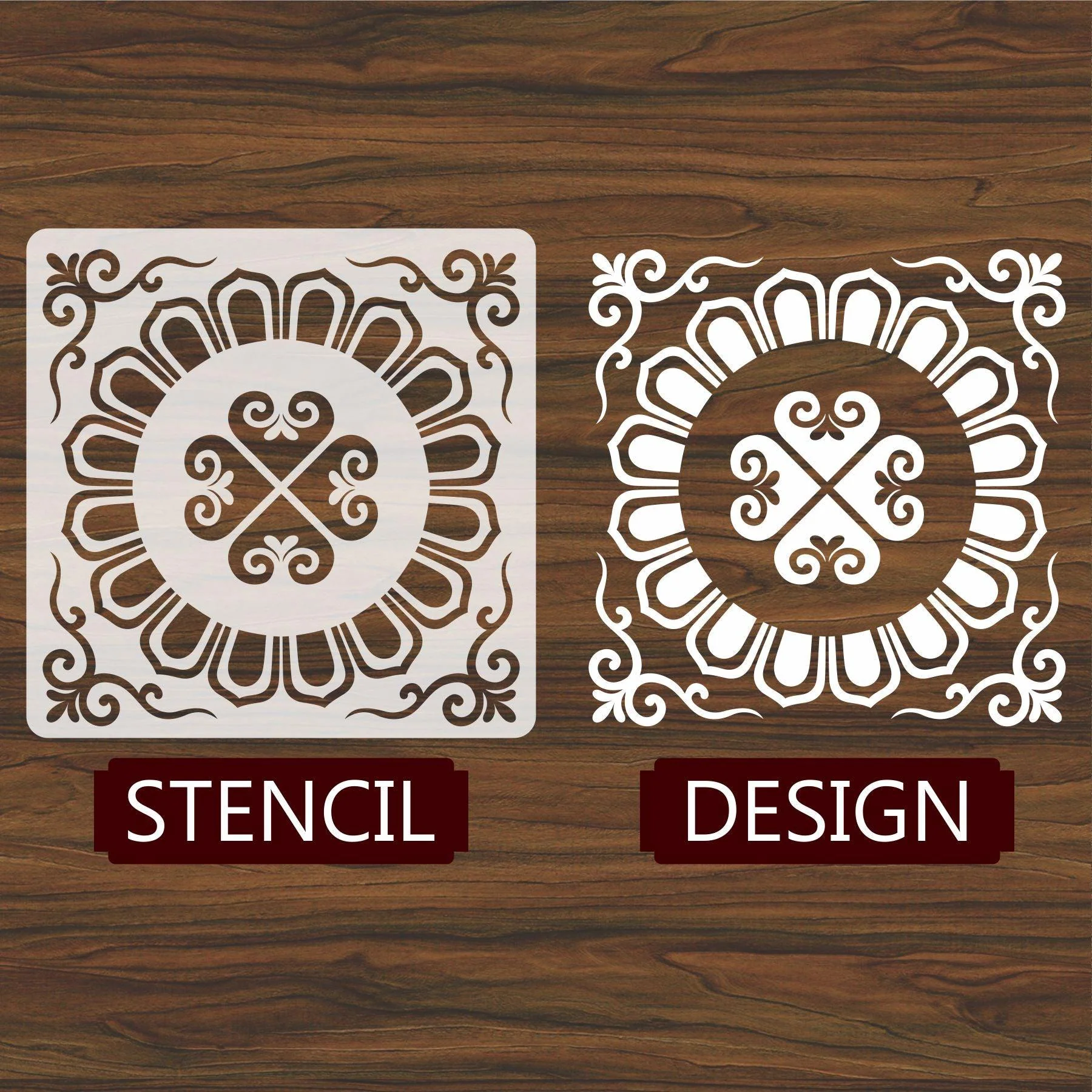 Floor Tile Pattern Reusable Stencil For Canvas And Wall Painting.ID#202 - Image 4
