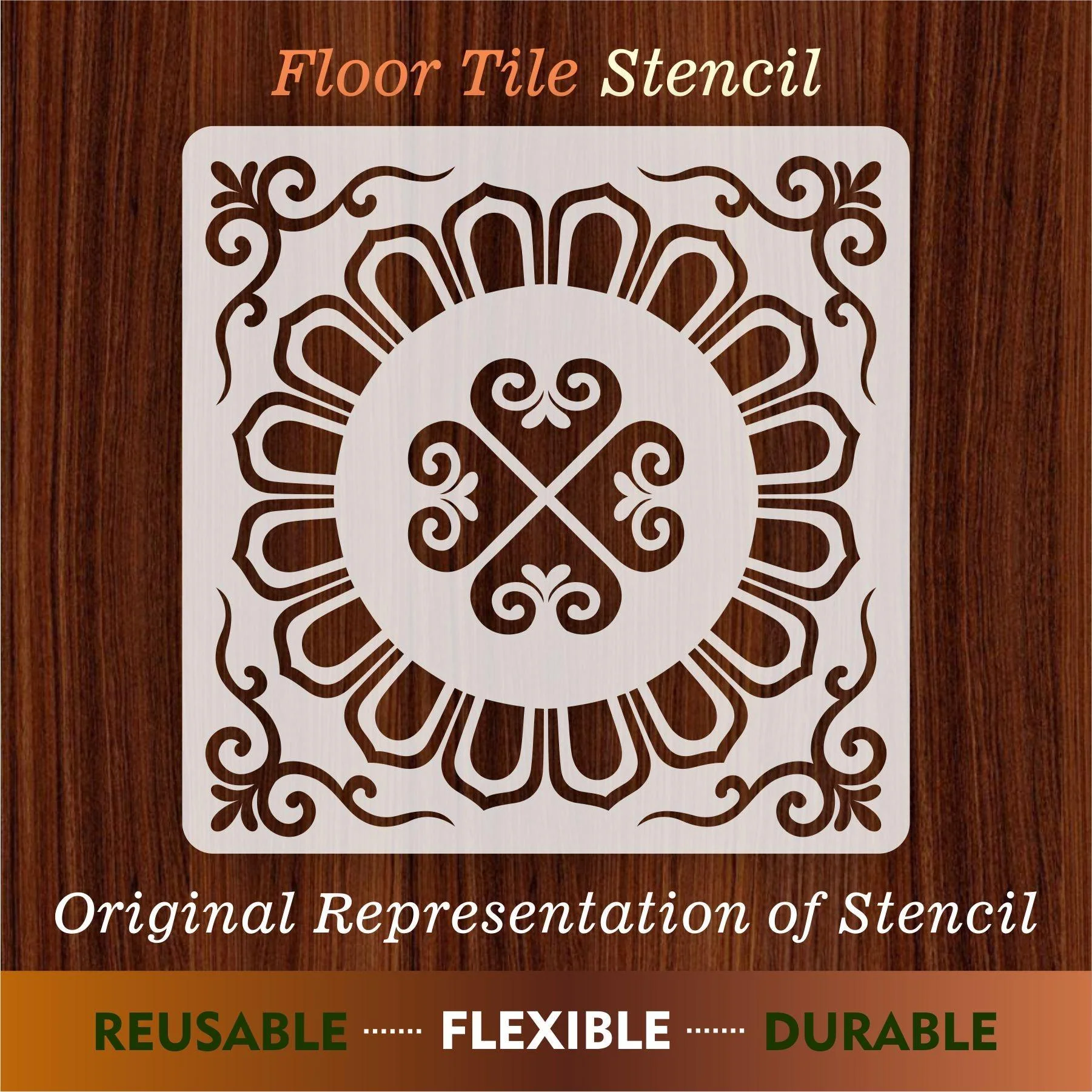 Floor Tile Pattern Reusable Stencil For Canvas And Wall Painting.ID#202 - Image 6
