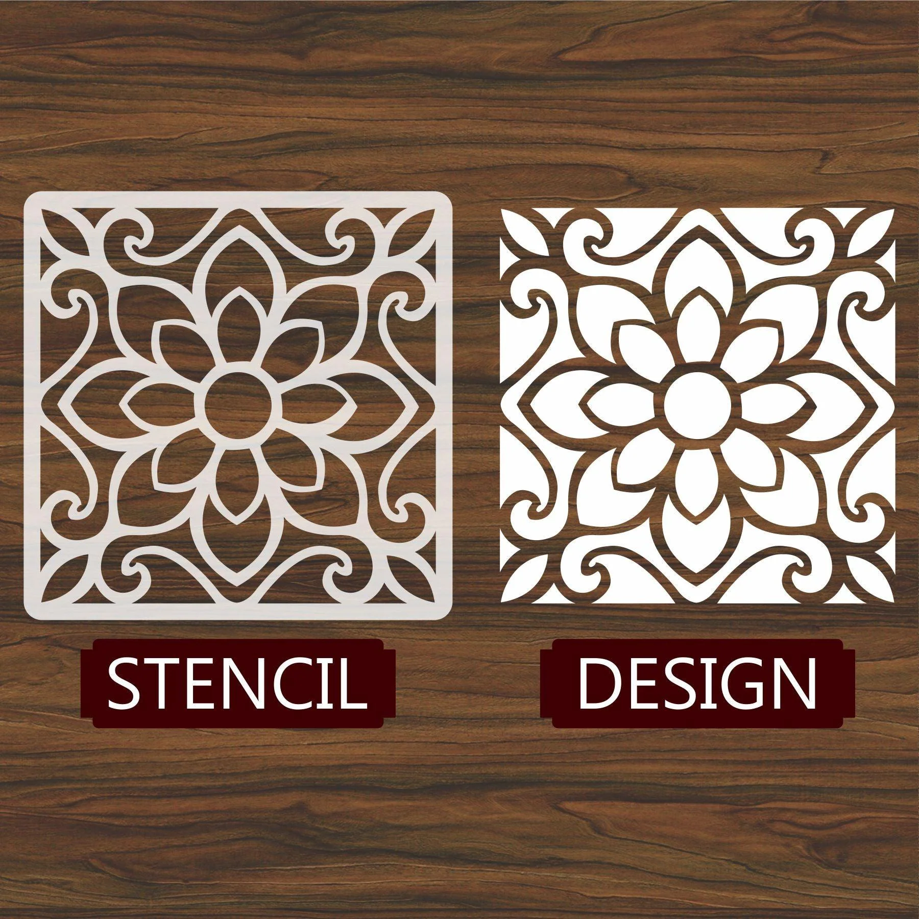 Floor Tile Pattern Reusable Stencil For Canvas And Wall Painting.ID#200 - Image 3