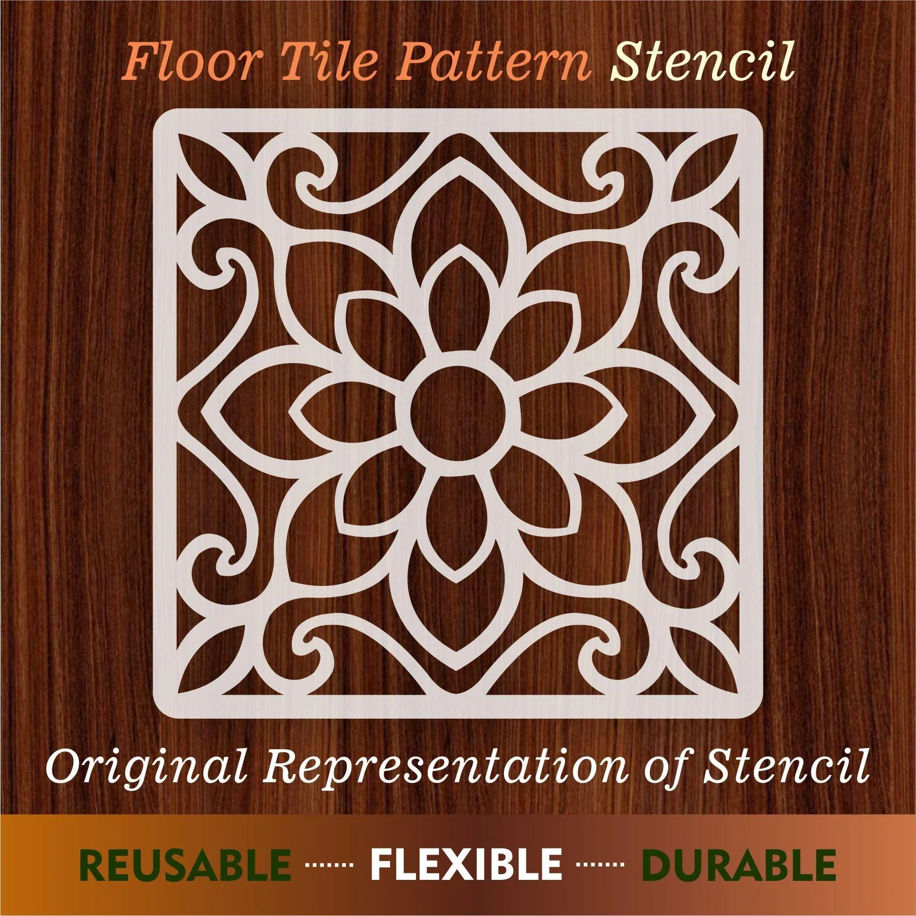 Floor Tile Pattern Reusable Stencil For Canvas And Wall Painting.ID#200 - Image 5